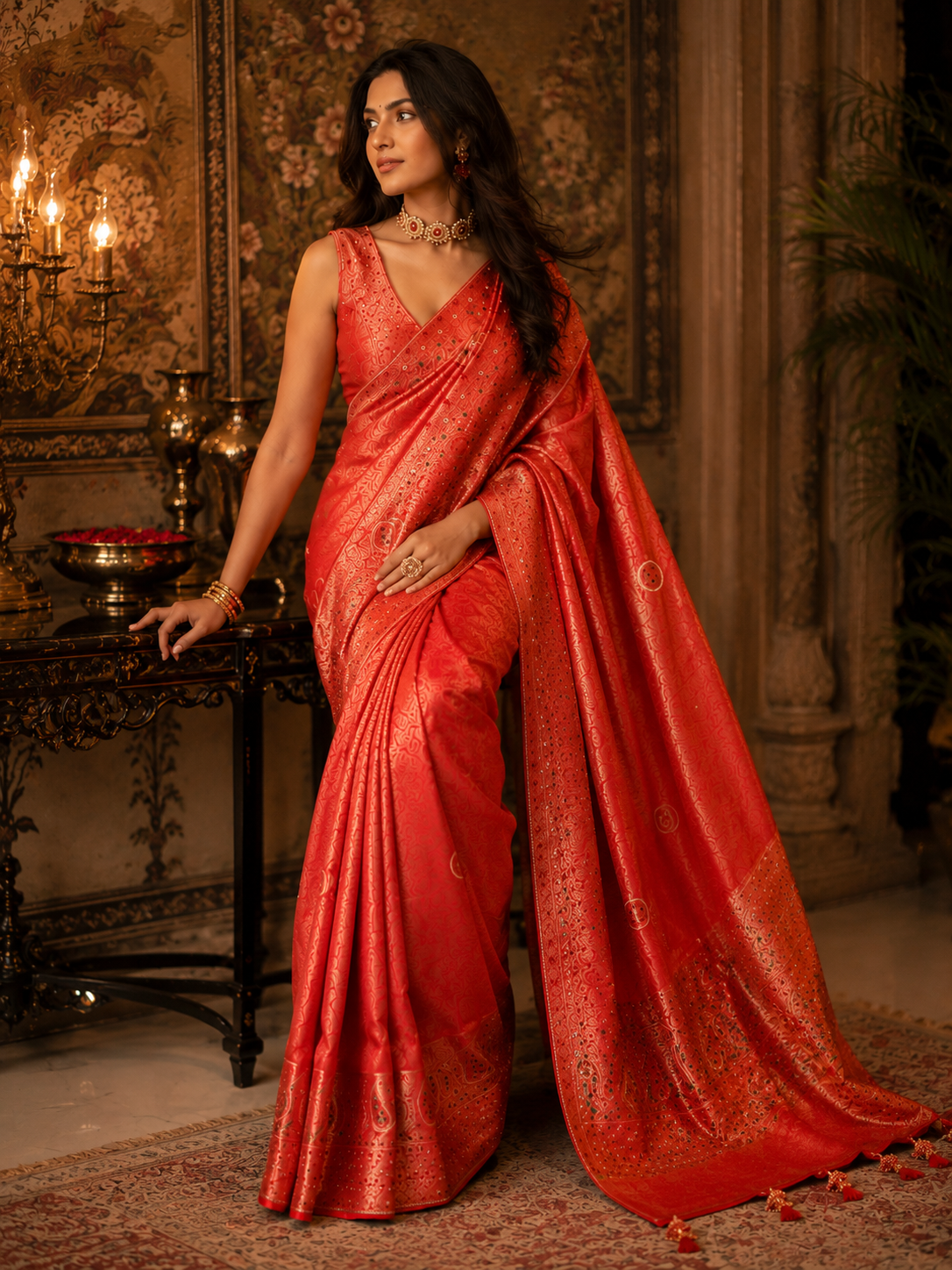 Aurelia Vermilion Saree