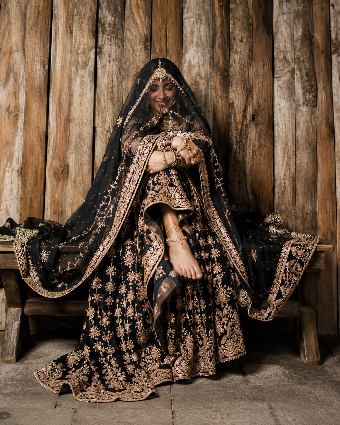 Royal Noir Sharara Set