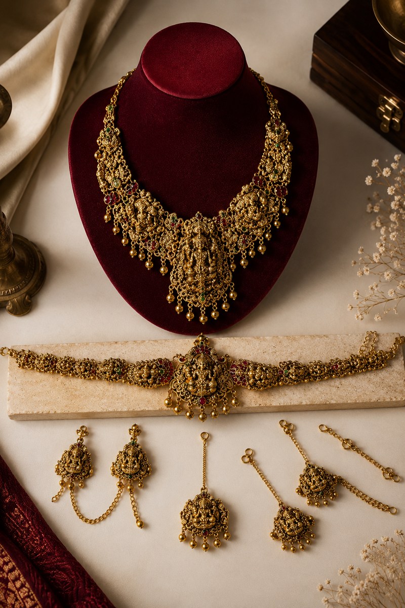 Mahalakshmi Temple Bridal Jewellery Set