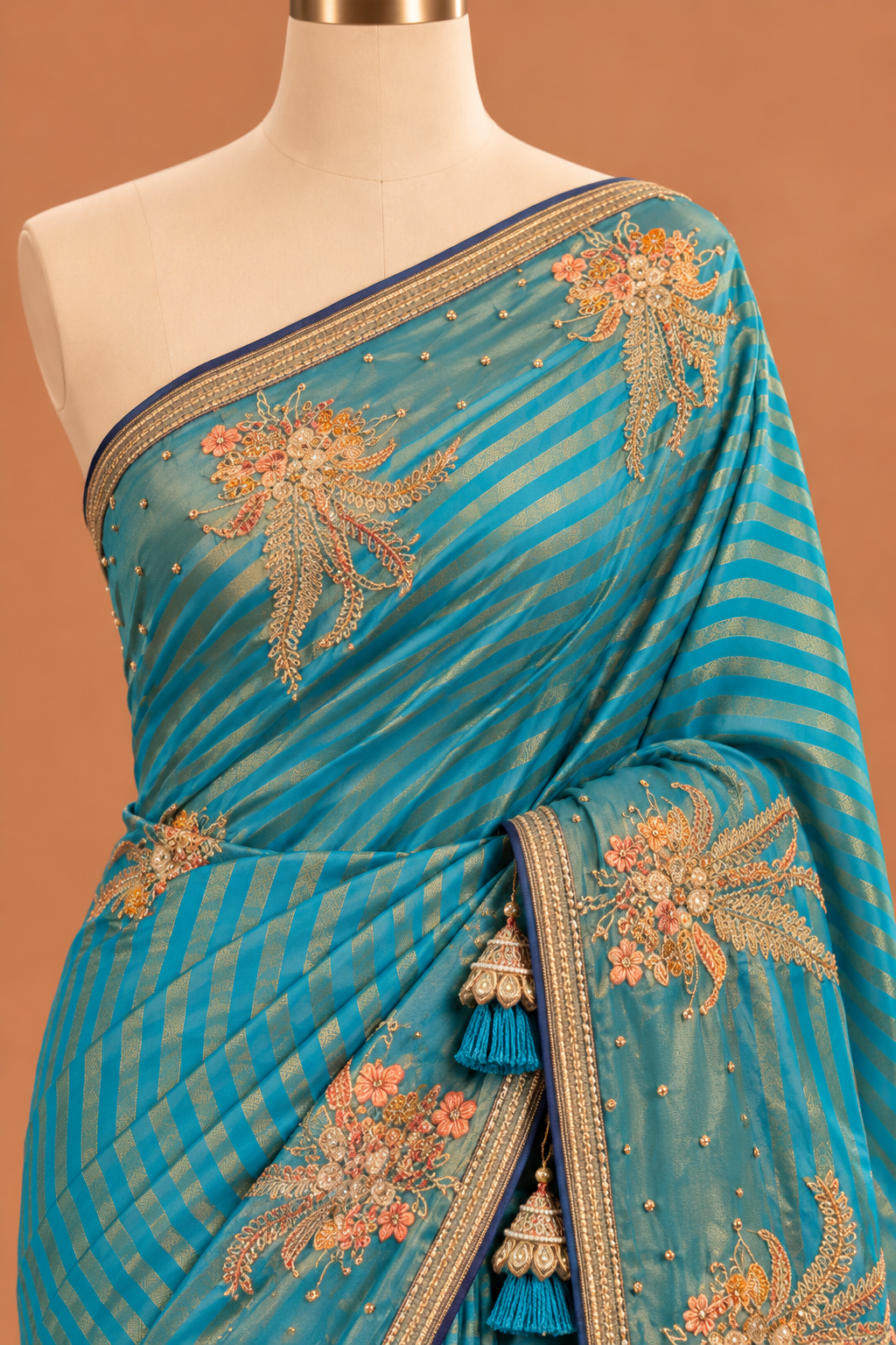 Mayura Teal Gold Saree
