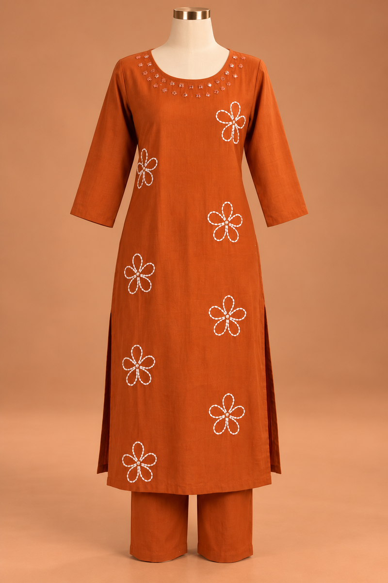 Terracotta Blossom Kurta Set