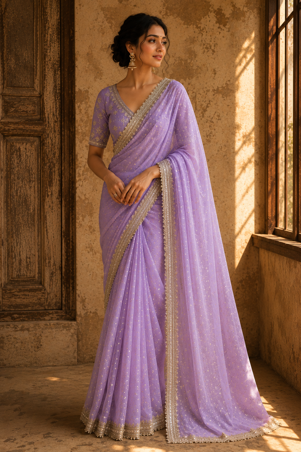 MEHER ROSÉ — Pearl Peach Saree