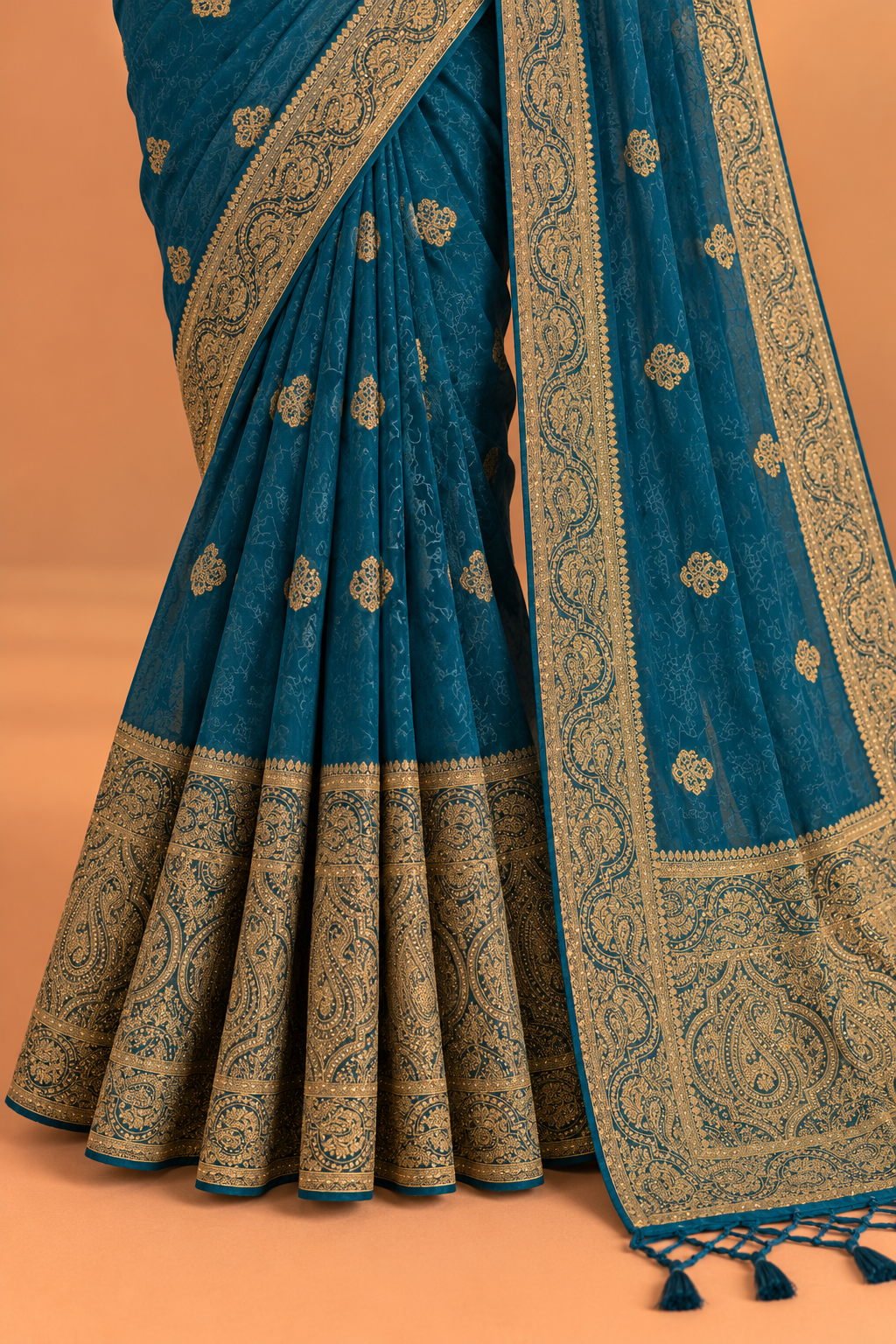 Neel Zari Paisley Saree