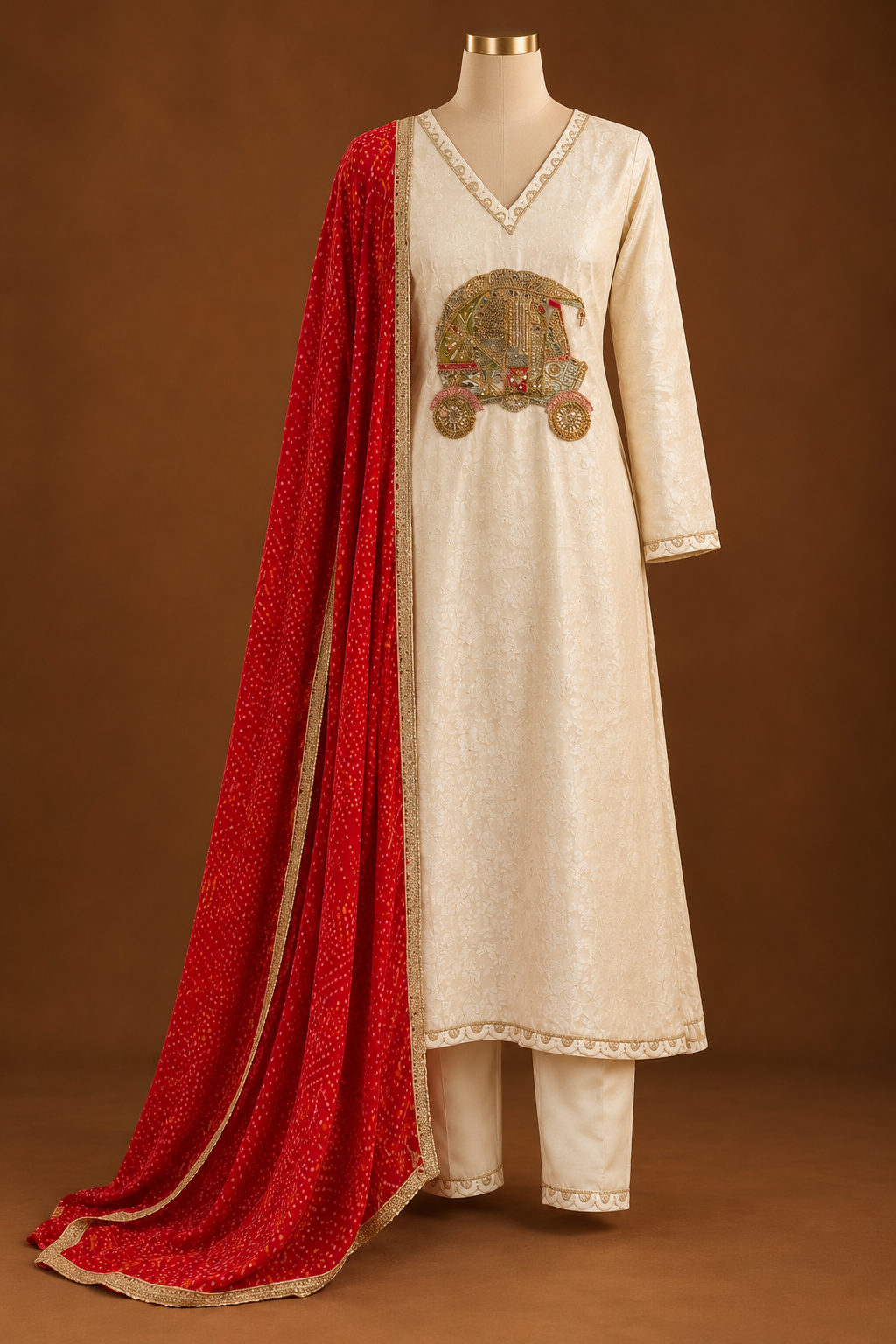 RUBAIYA — Ivory Crimson Heritage Suit