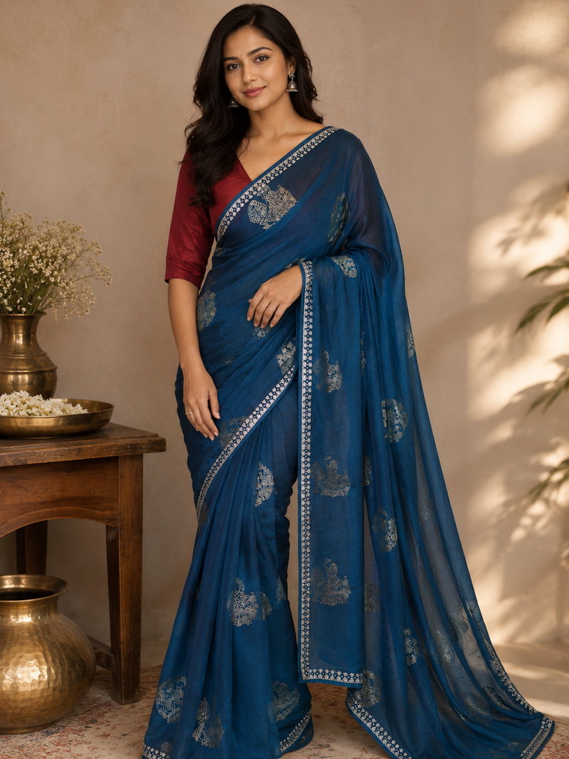 NEELAMÉ — Royal Blue Heritage Saree