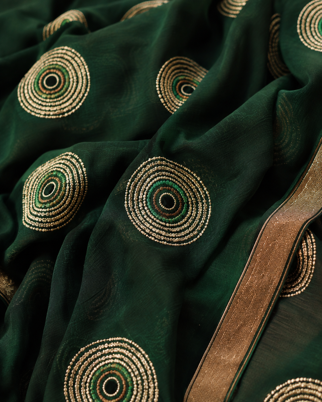 VANYA VERDE — Emerald Orb Saree