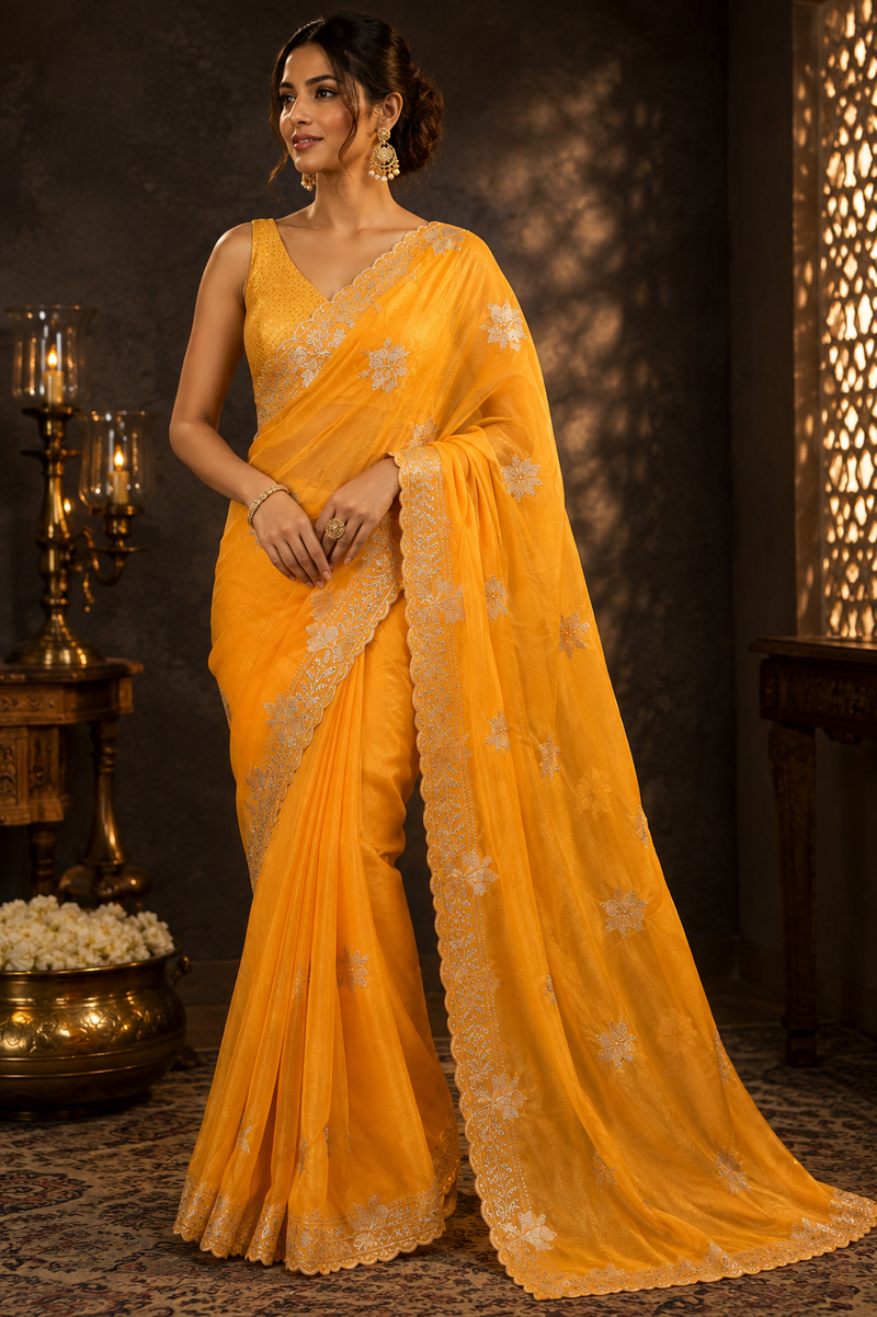 KANAK AURA — Golden Marigold Saree