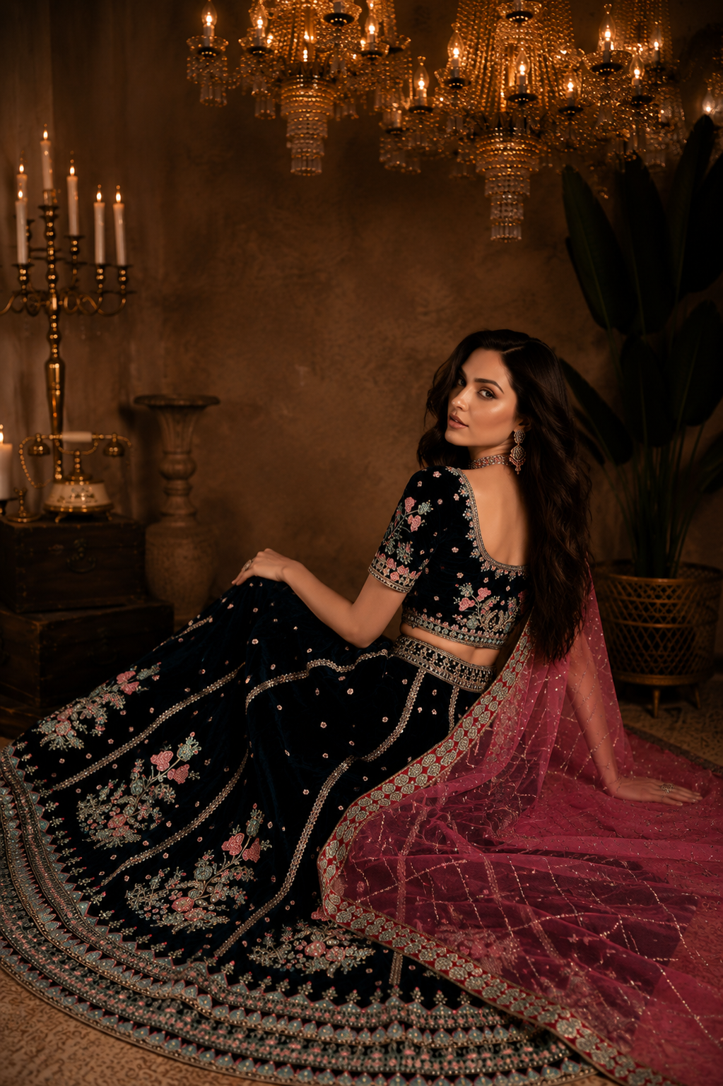 Midnight Blossom Lehenga