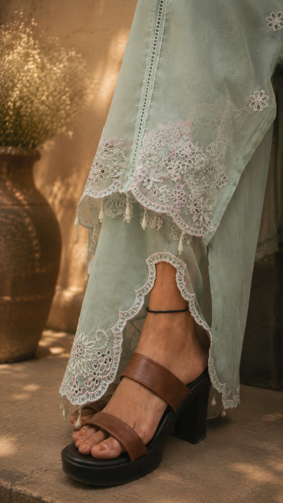 AURELLE BLUSH — Embroidered Organza Suit