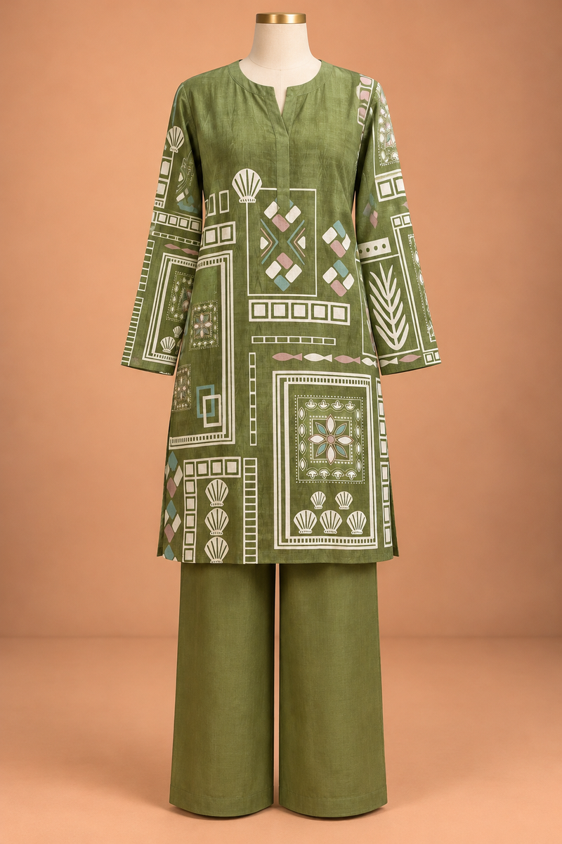 Moss Geometric Print Co-ord Set