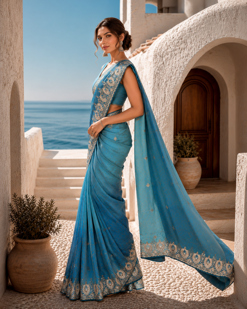 Azure Élan Saree