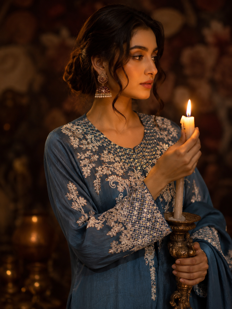 Azure Meher Palazzo Set