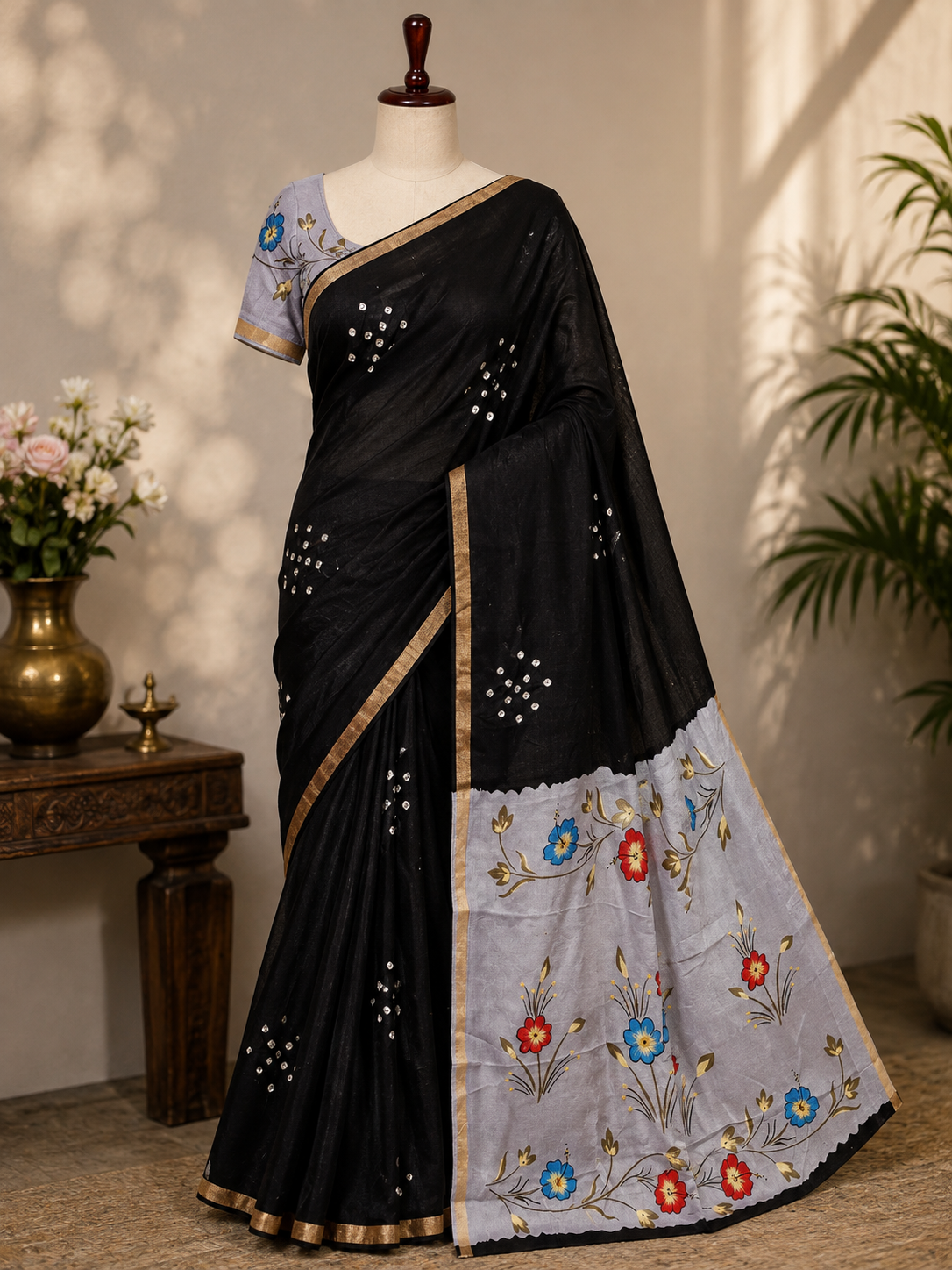 NOIR JARDIN — Floral Pallu Saree