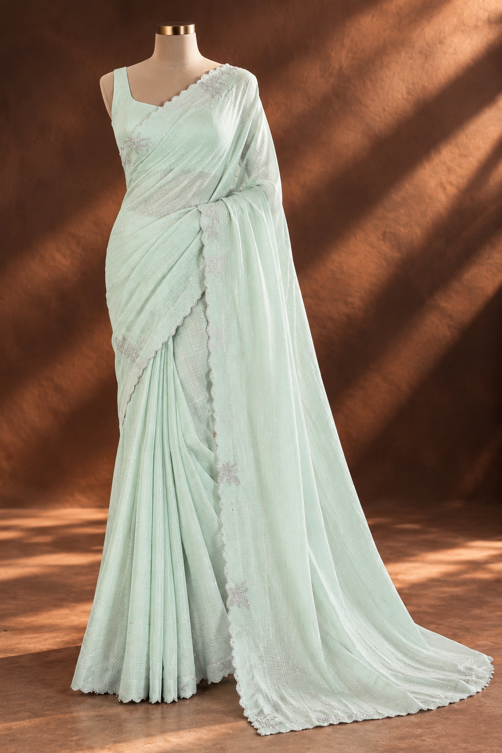 Noor-e-Sahar Mint Chiffon Saree