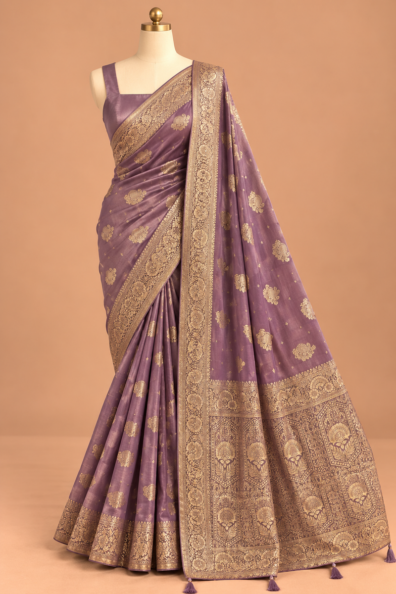 Amethyst Rajwadi Zari Saree