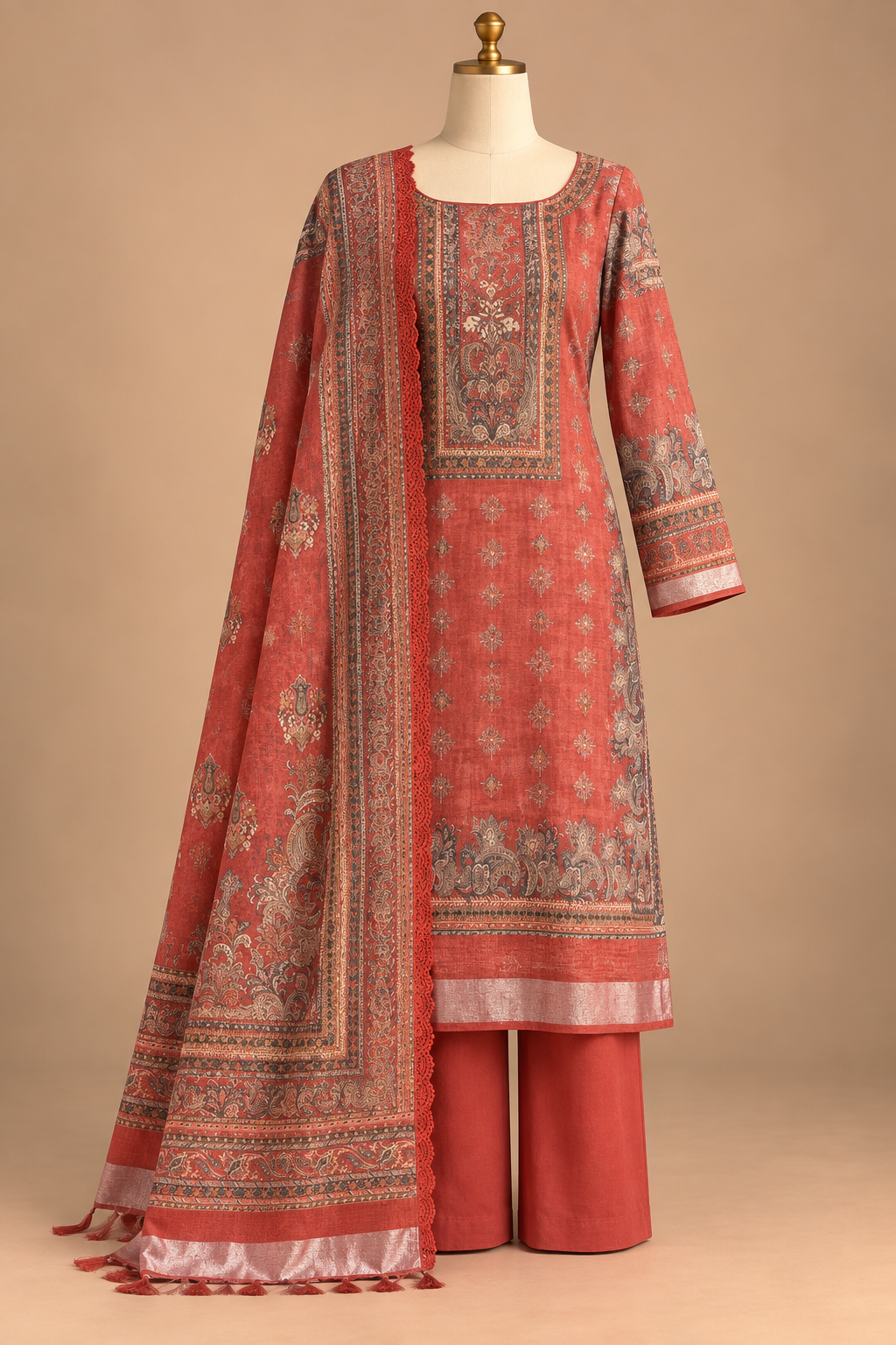 Rangrez Rust — Unstitched Suit