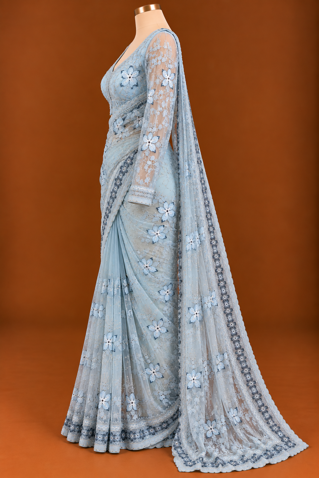 Neelambara Jaal Net Saree