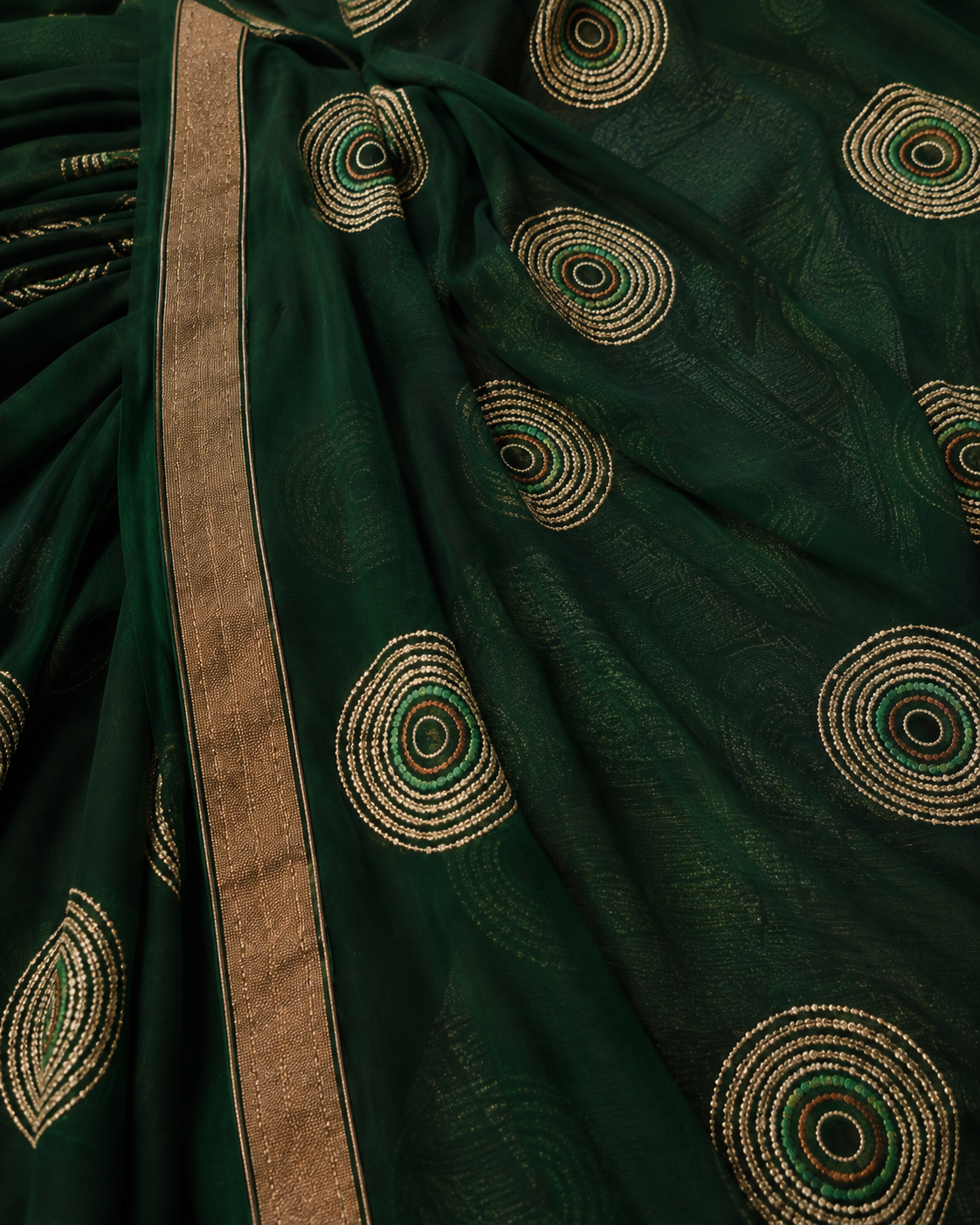 VANYA VERDE — Emerald Orb Saree