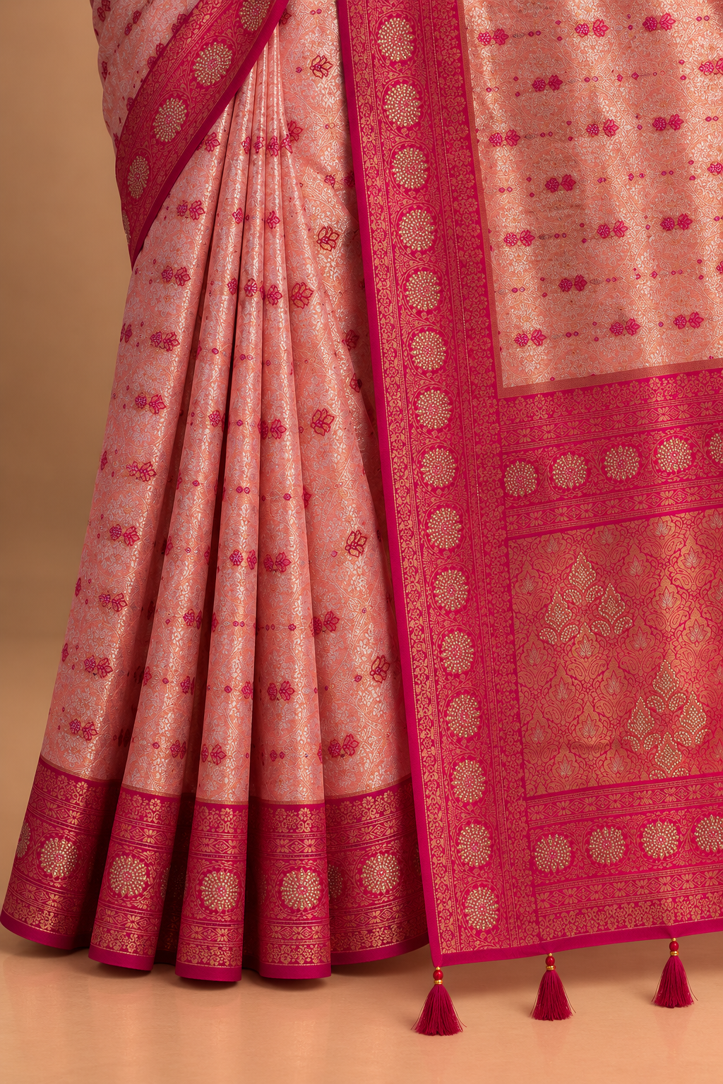 Gulabi Meenakari Banarasi Saree