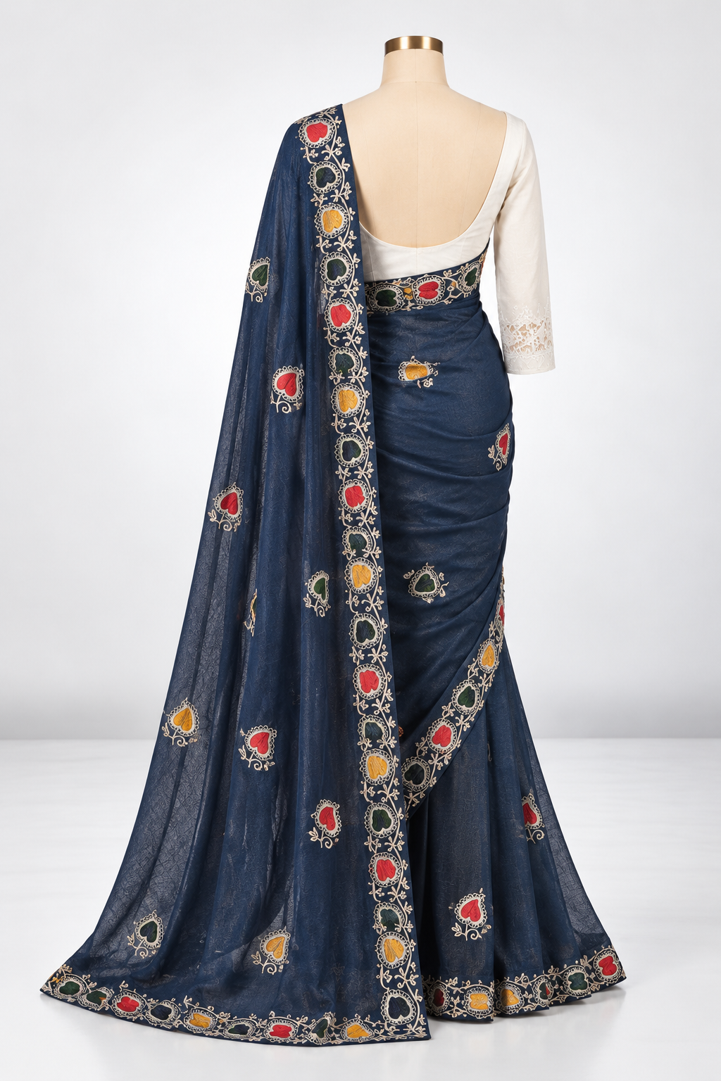 Neelambari Multicolour Border Saree