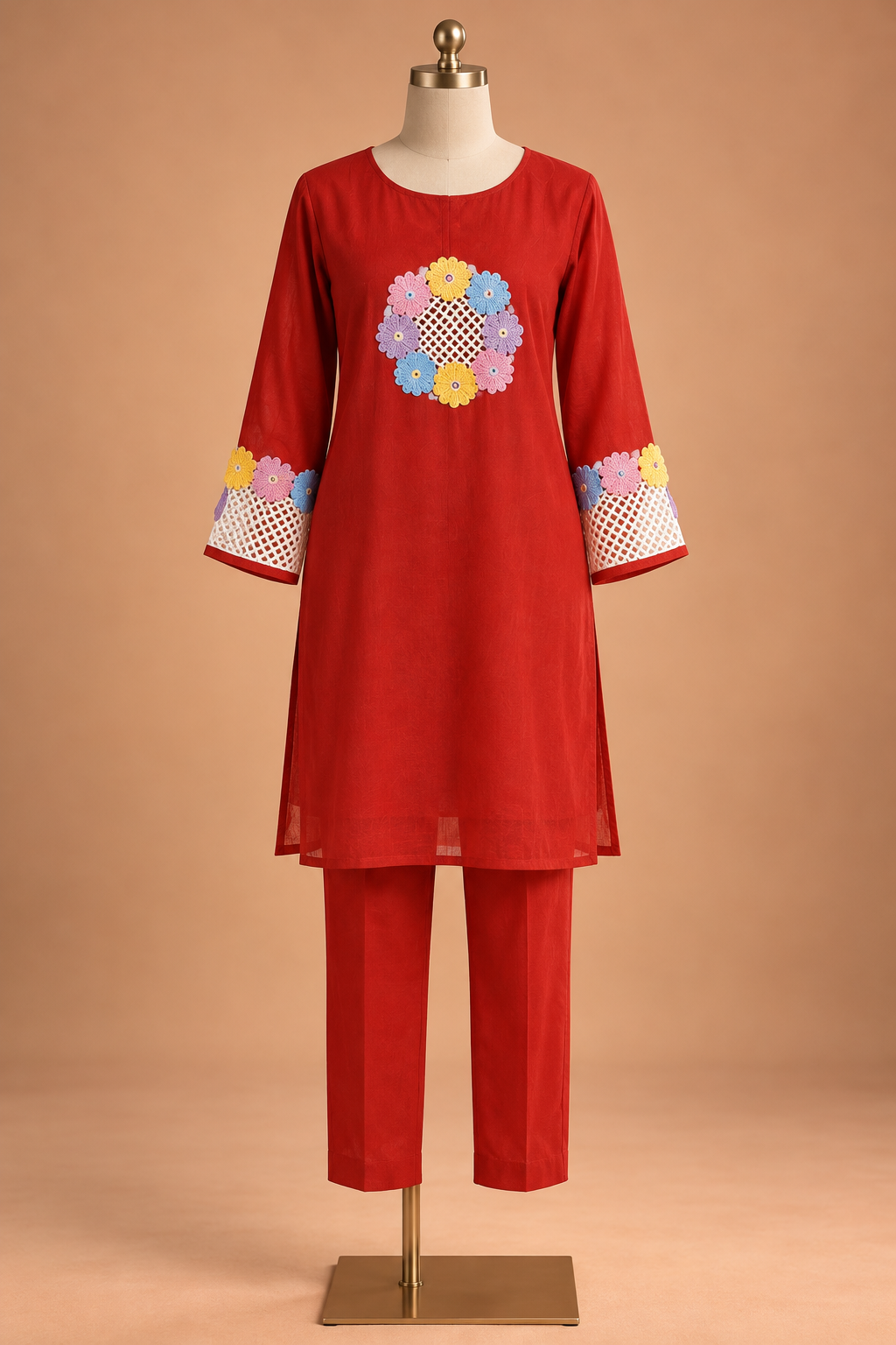 Scarlet Bloom Embroidered Kurta Set