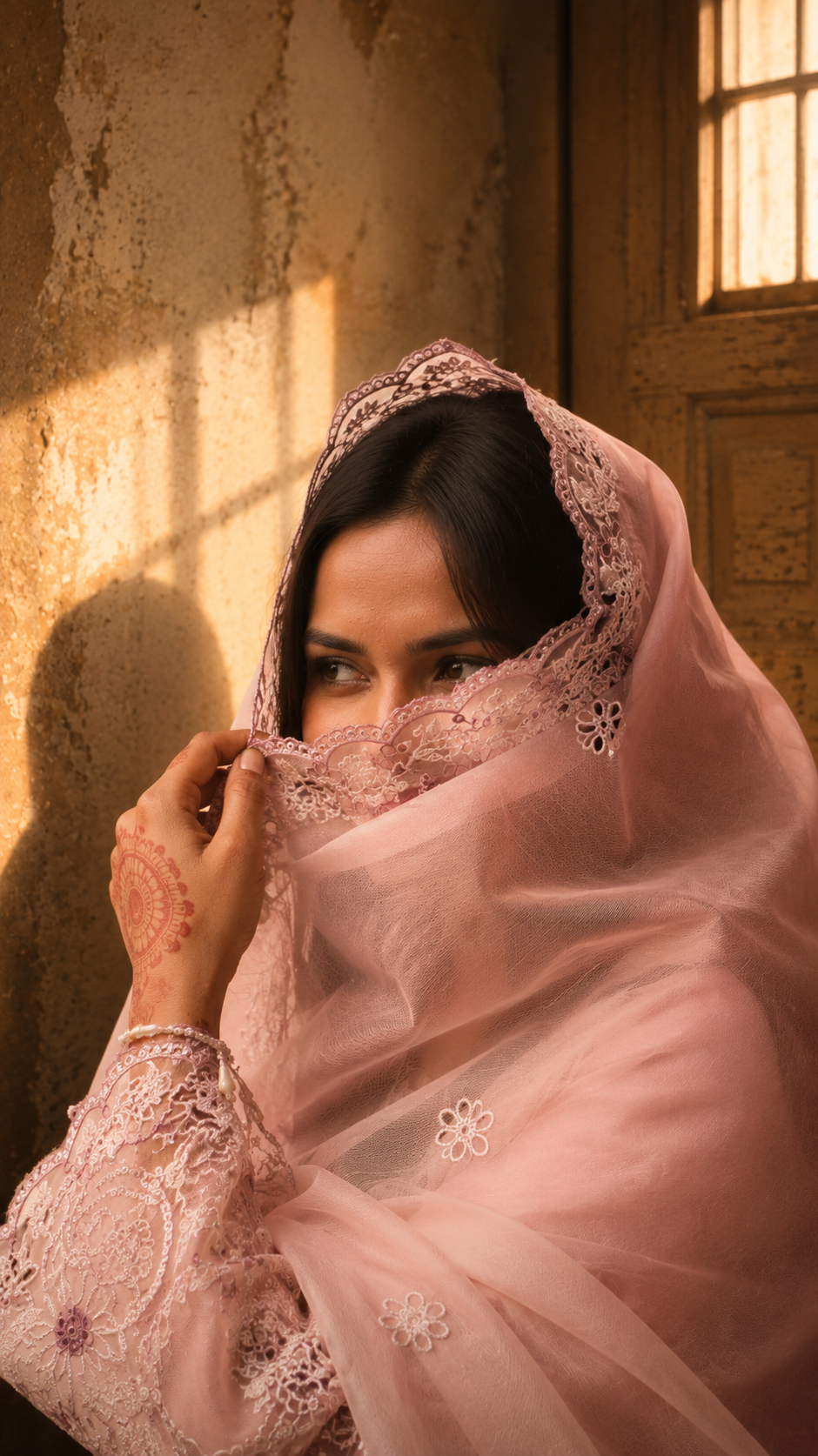 AURELLE BLUSH — Embroidered Organza Suit