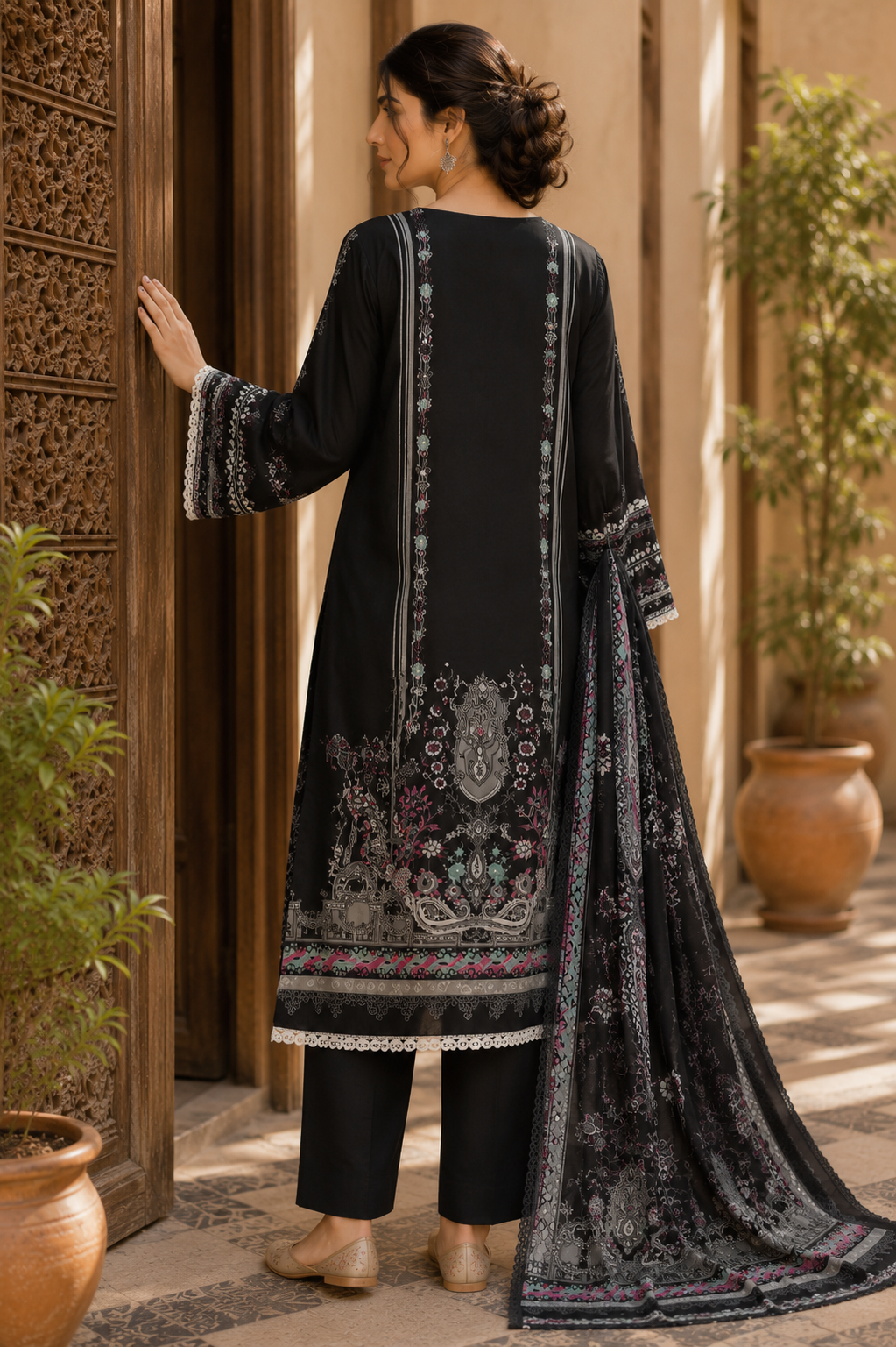 Noir Jardin Printed Suit Set