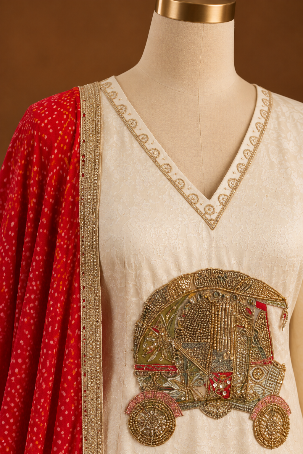 RUBAIYA — Ivory Crimson Heritage Suit