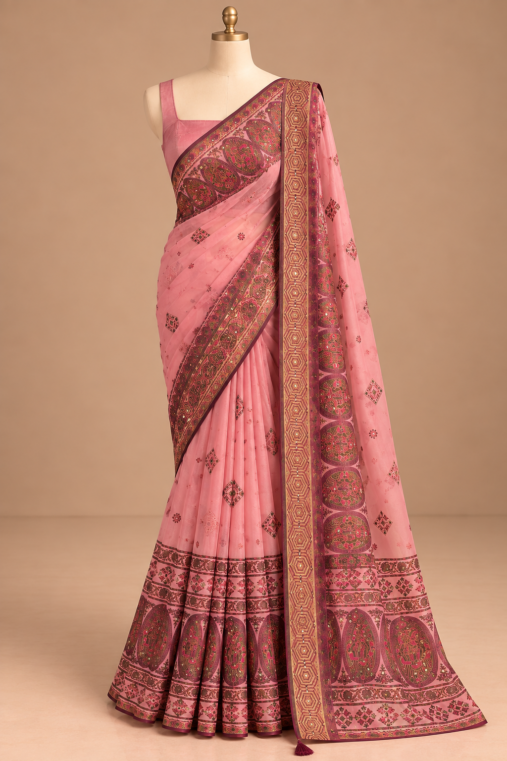 Gulabi Virasat Saree