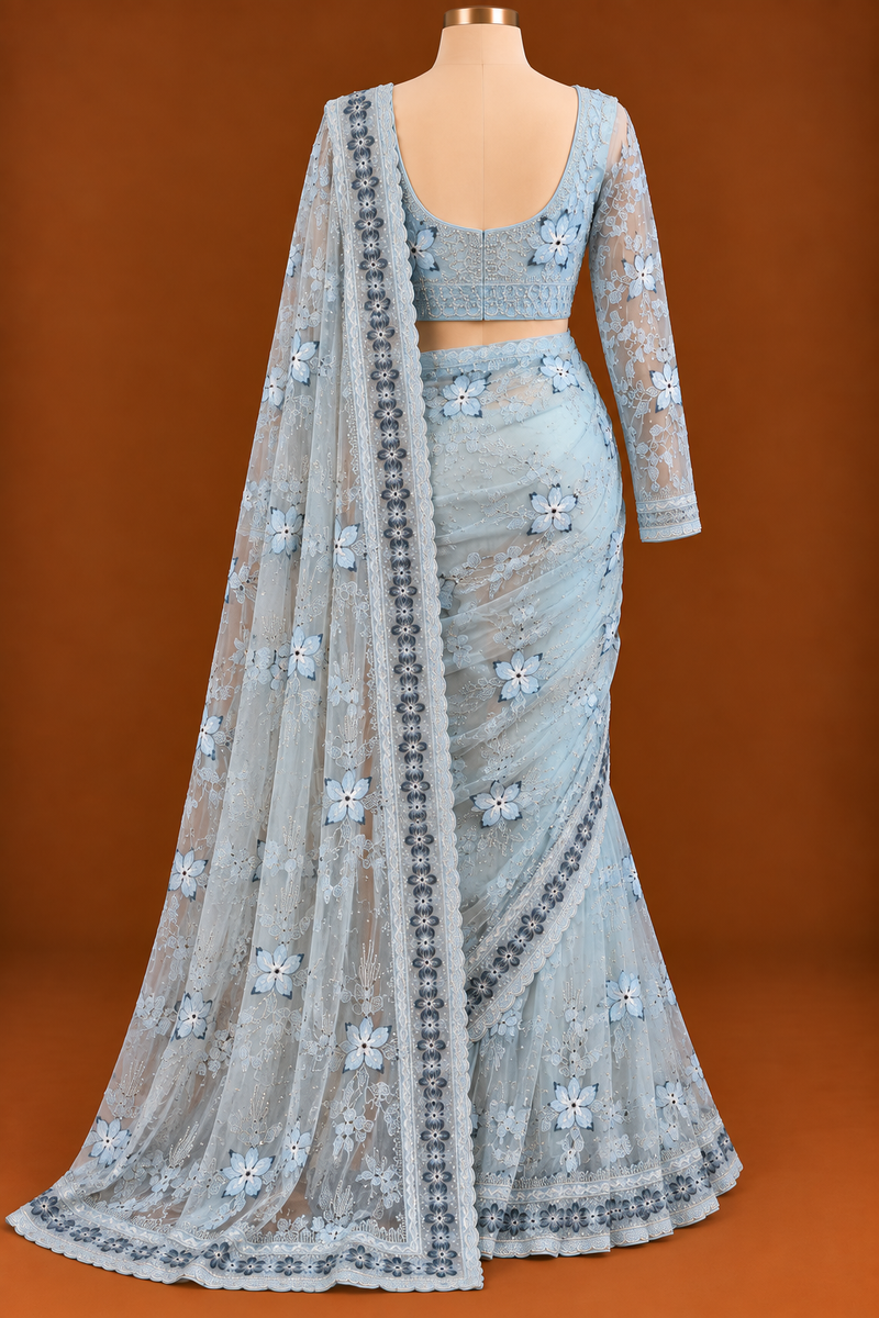Neelambara Jaal Net Saree