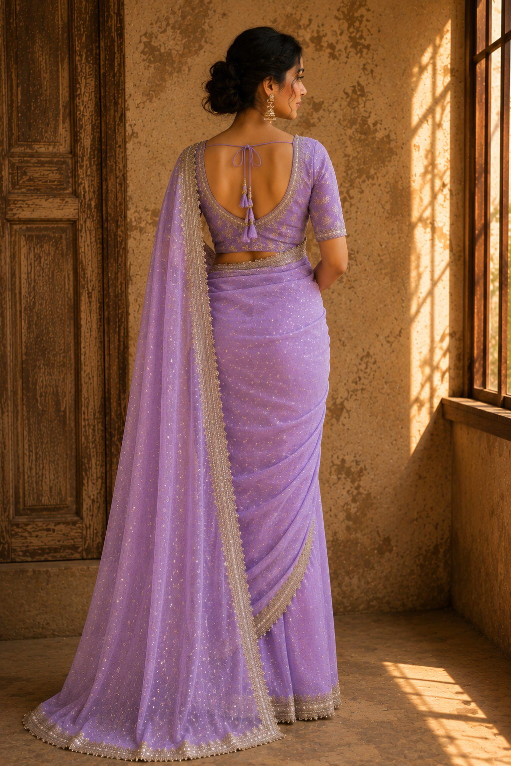 MEHER ROSÉ — Pearl Peach Saree