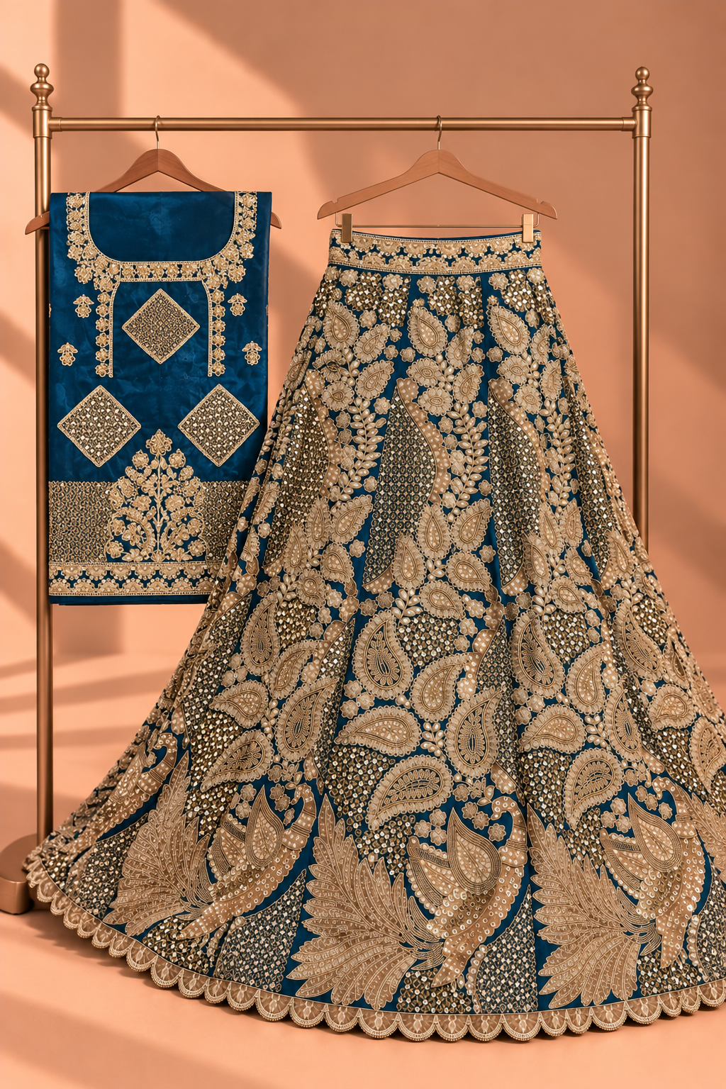 Noor-e-Neel — Unstitched Lehenga