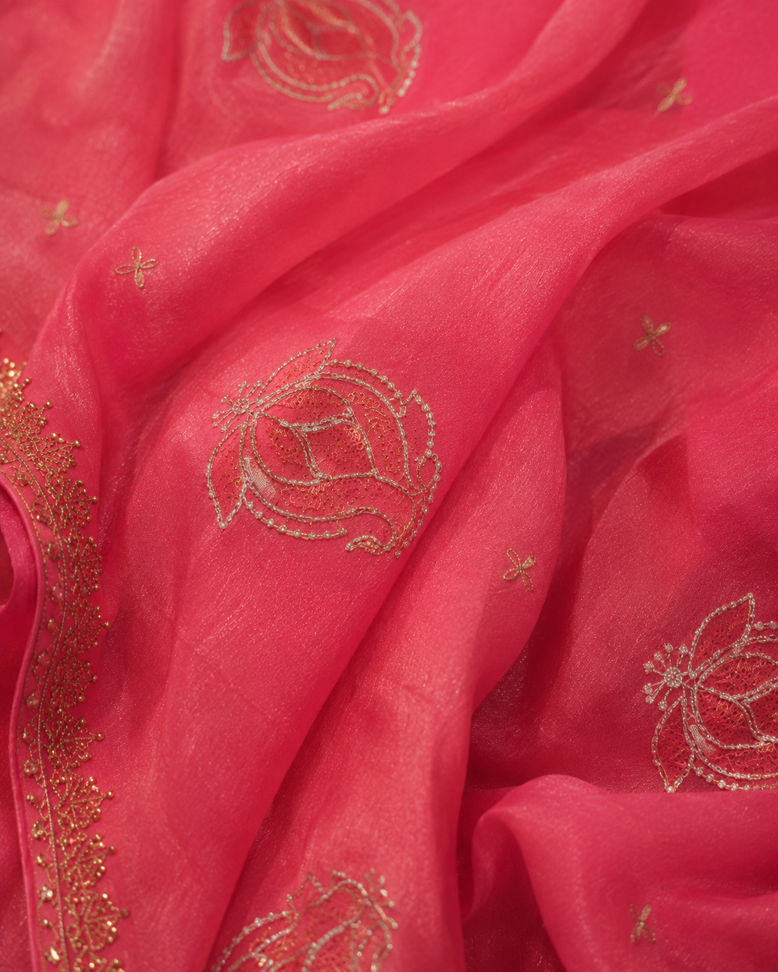 ROSÉ NOOR — Pink Embroidered Saree