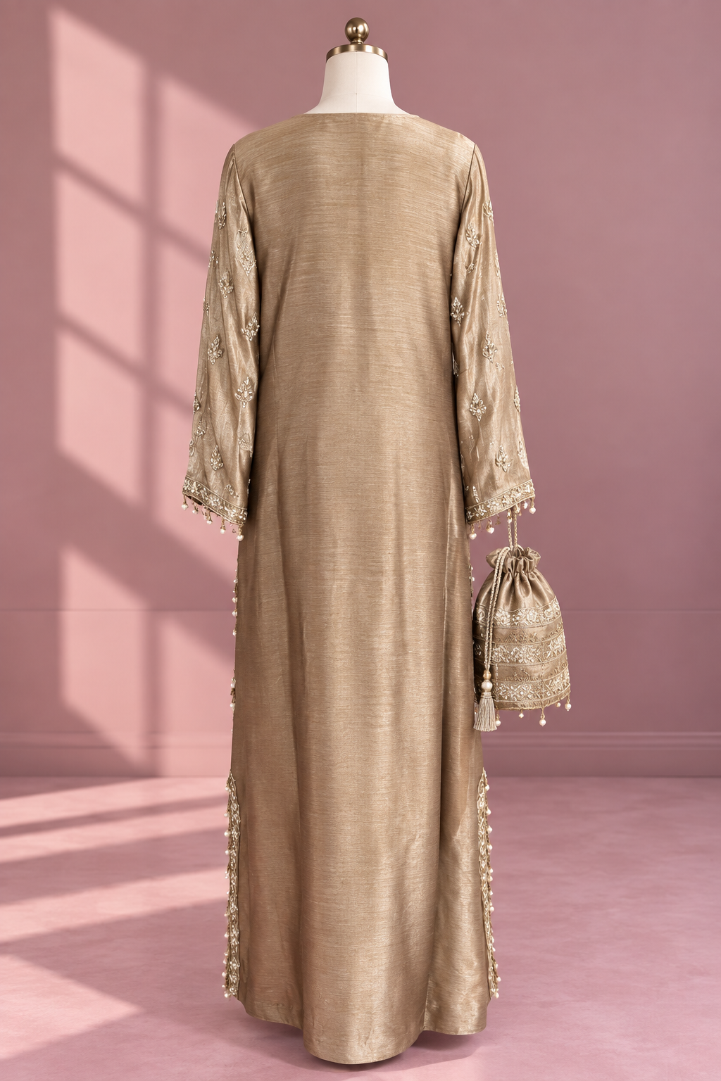 Champagne Zaria Suit with Potli