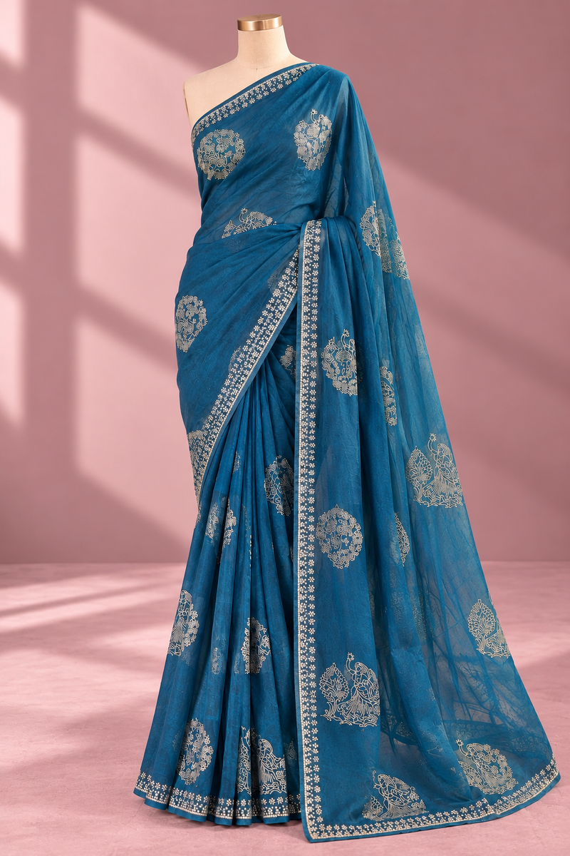 NEELAMÉ — Royal Blue Heritage Saree