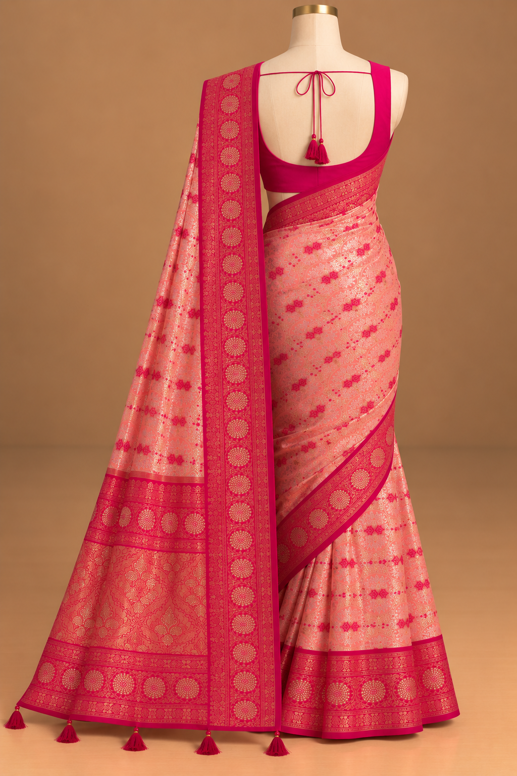 Gulabi Meenakari Banarasi Saree