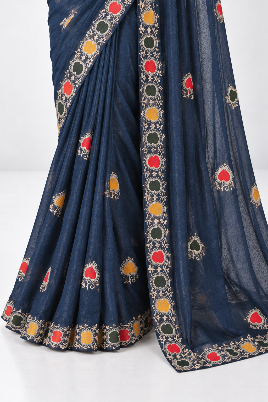 Neelambari Multicolour Border Saree