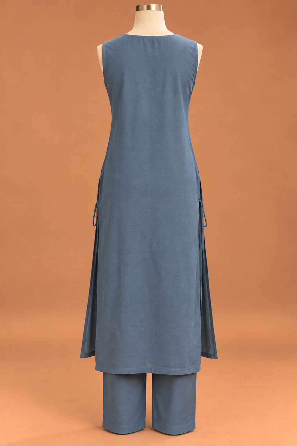 Slate Blue Ivory Embroidered Kurta Set