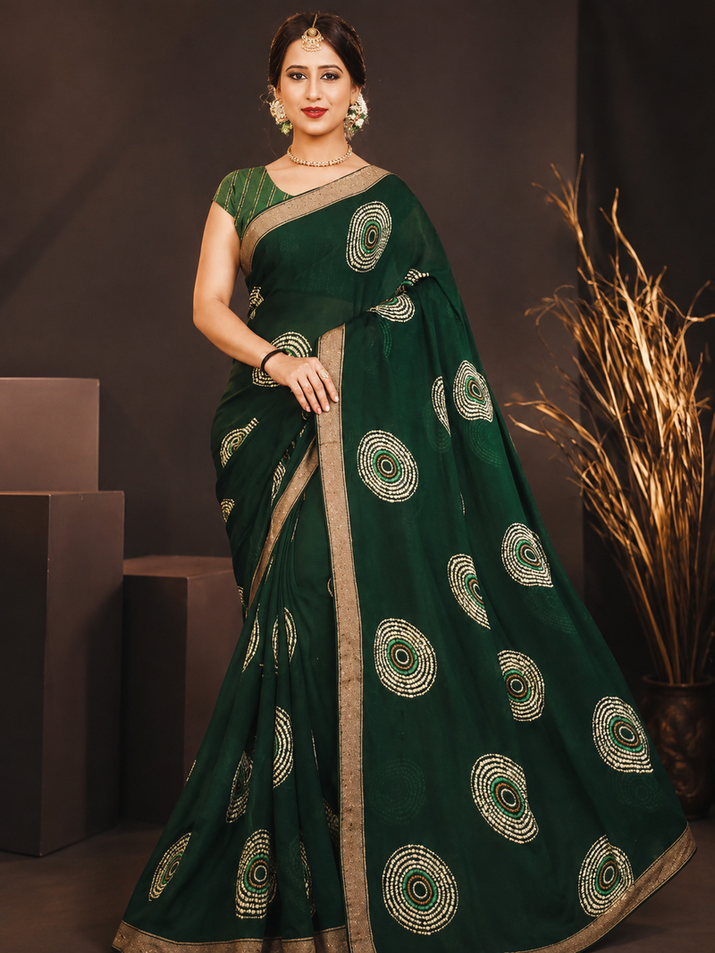 VANYA VERDE — Emerald Orb Saree