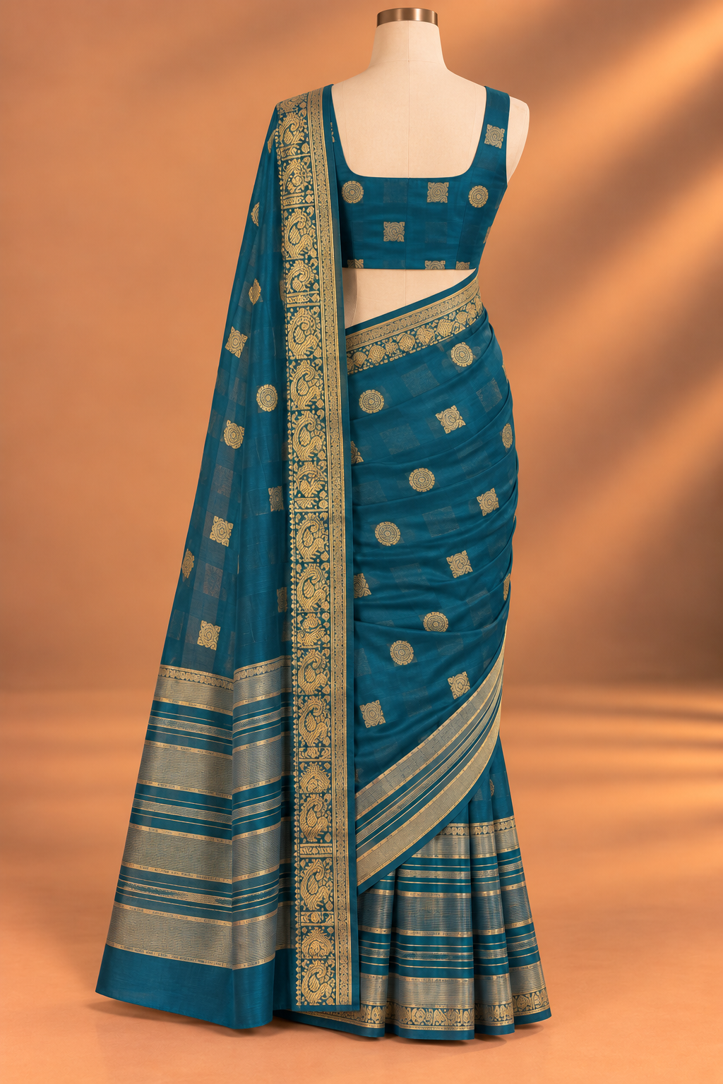 Teal Royale Woven Saree