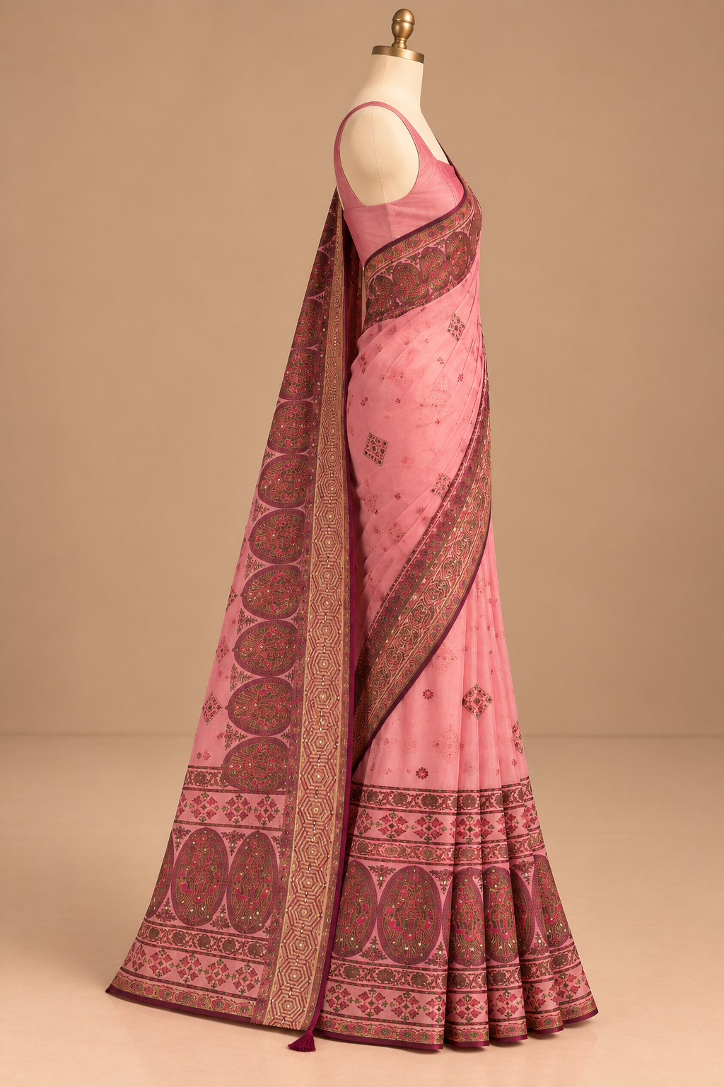 Gulabi Virasat Saree