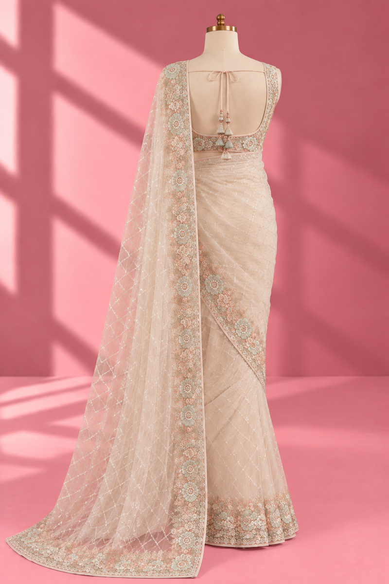 Chandrika Jaal Ivory Net Saree