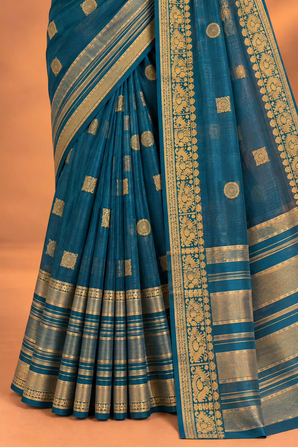 Teal Royale Woven Saree