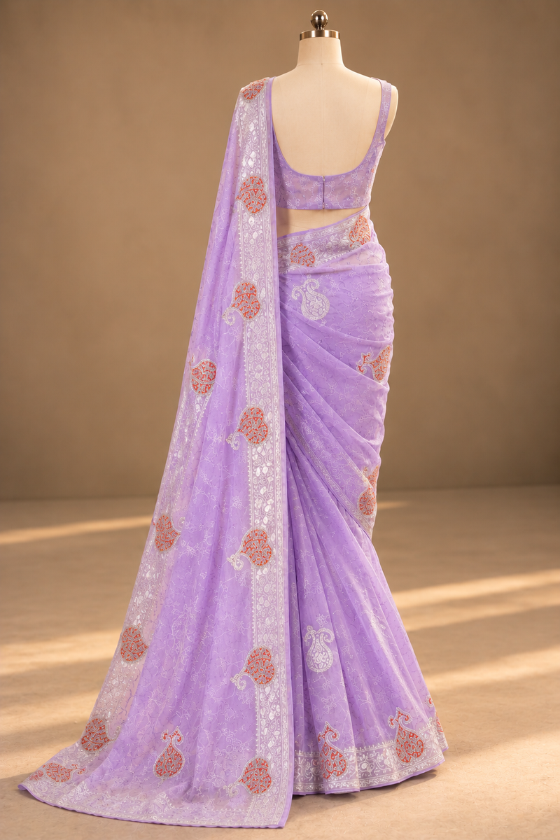 Maharani Gul-e-Laila Lavender Saree