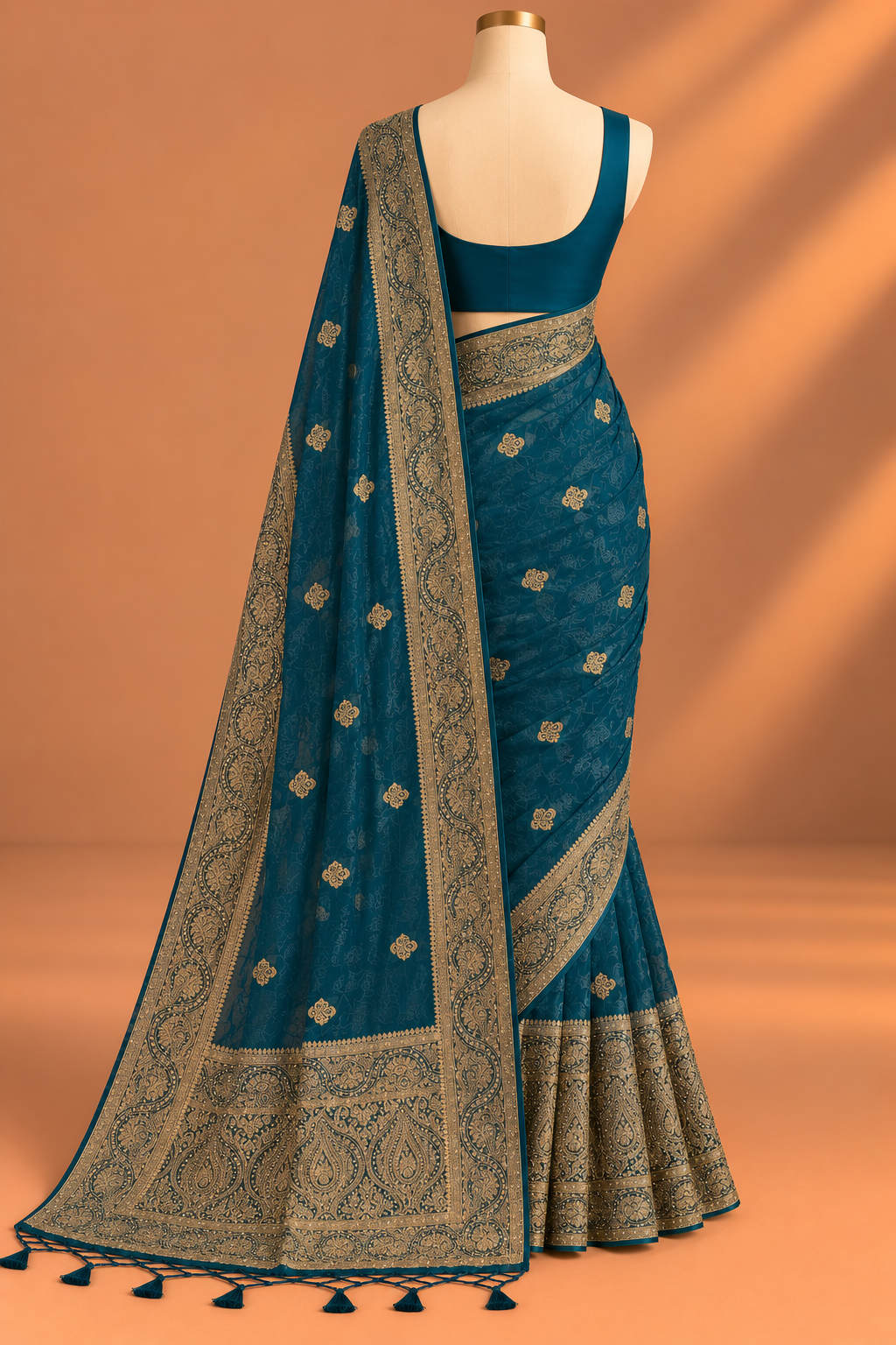 Neel Zari Paisley Saree