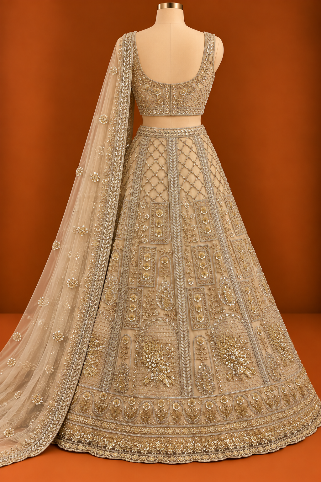 Écru Zari Heritage — Unstitched Lehenga