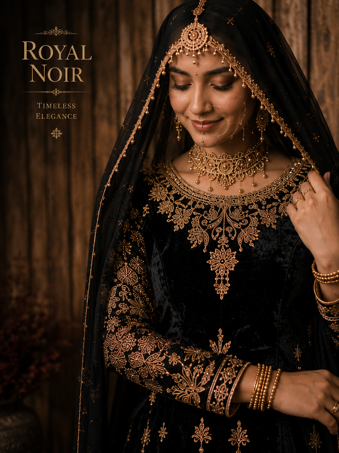 Royal Noir Sharara Set