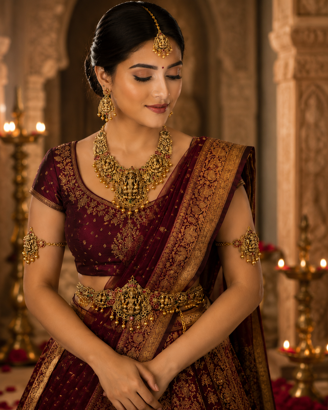 Mahalakshmi Temple Bridal Jewellery Set