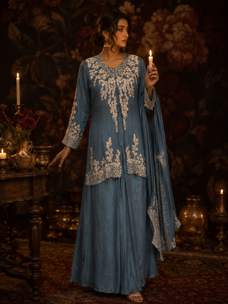 Azure Meher Palazzo Set