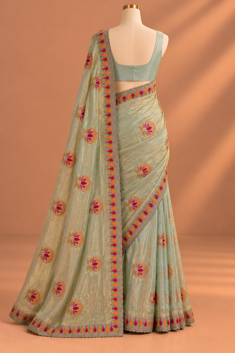 Meenakshi Aqua Saree
